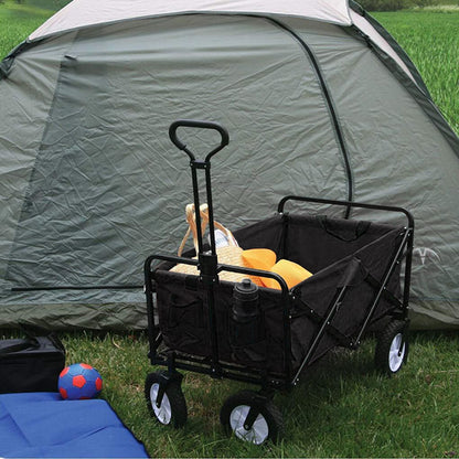 LIFE CARVER Folding Camping Cart Garden Wagon 4 Wheeled Collapsible Festival Trolley, Portable Garden Cart & DIY Waste Wagon - 150KG Capacity