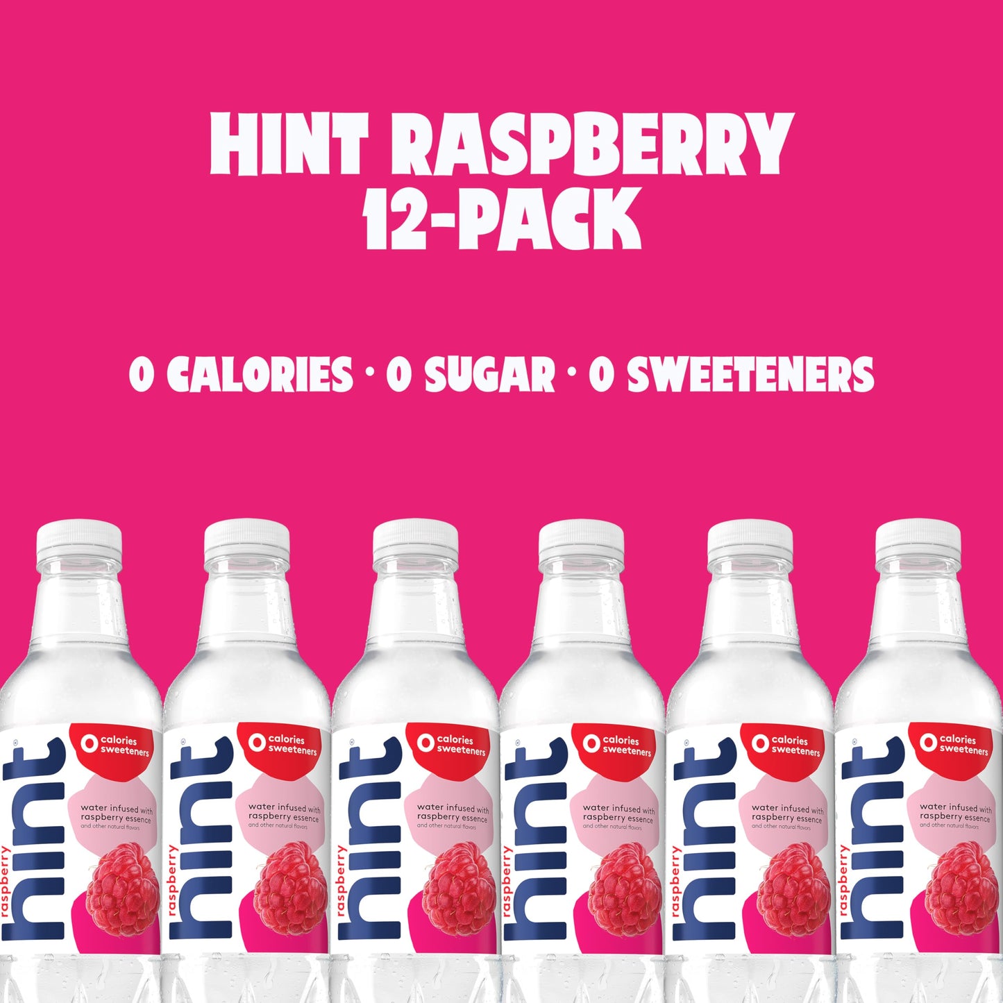 Hint Fruit-Infused Bottled Water, Raspberry - Sugar Free Flavored Water with Zero Calories, Naturally Flavored, and No Artificial Sweeteners - 16 Fl Oz (Pack of 12)