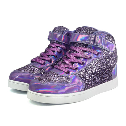 Glitter Shoes for Kids High Top Sparkle Sequins Sneakers for Boys Girls Gift Party Birthday Christmas Hallowmas