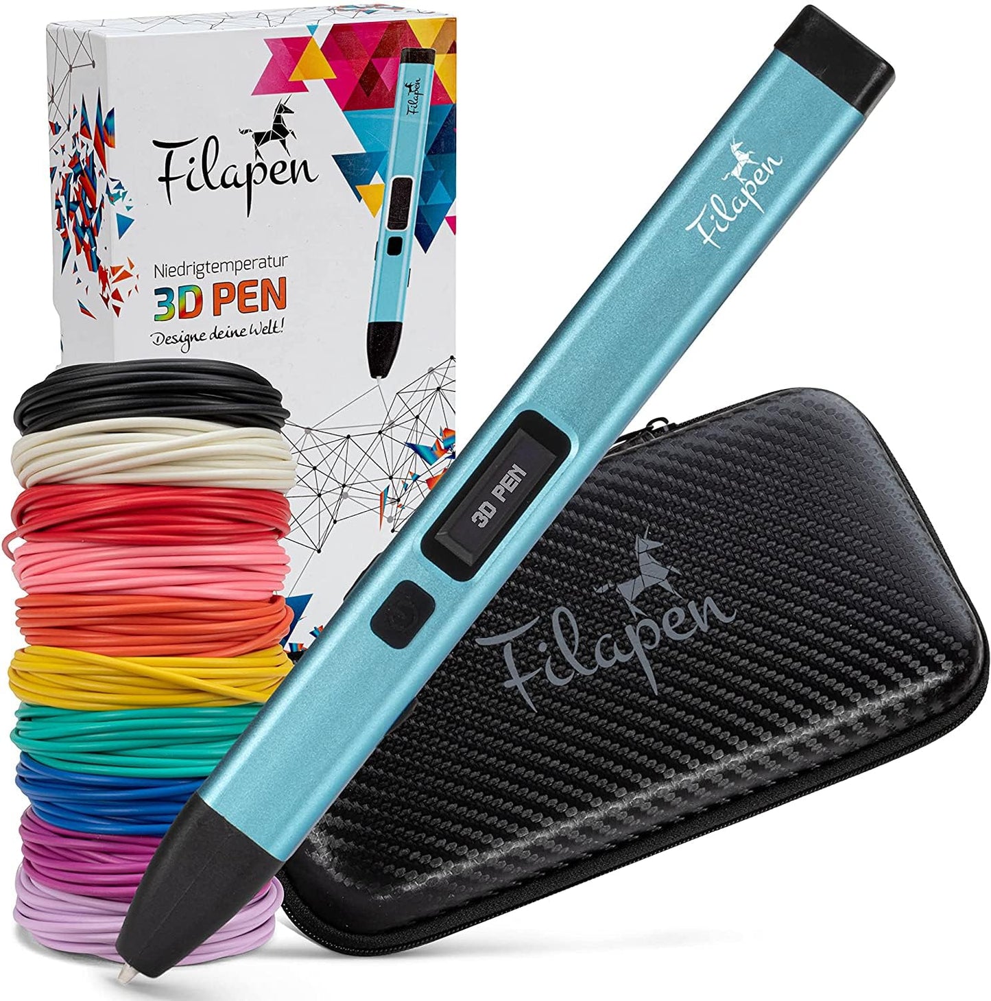 Premium 3D Printing Pen With 10 Filaments and Case, 3D Pens For Children and Adults, Incl. Templates, 3D Pen Set for Beginners and Professionals, DIY Craft Set, with Templates