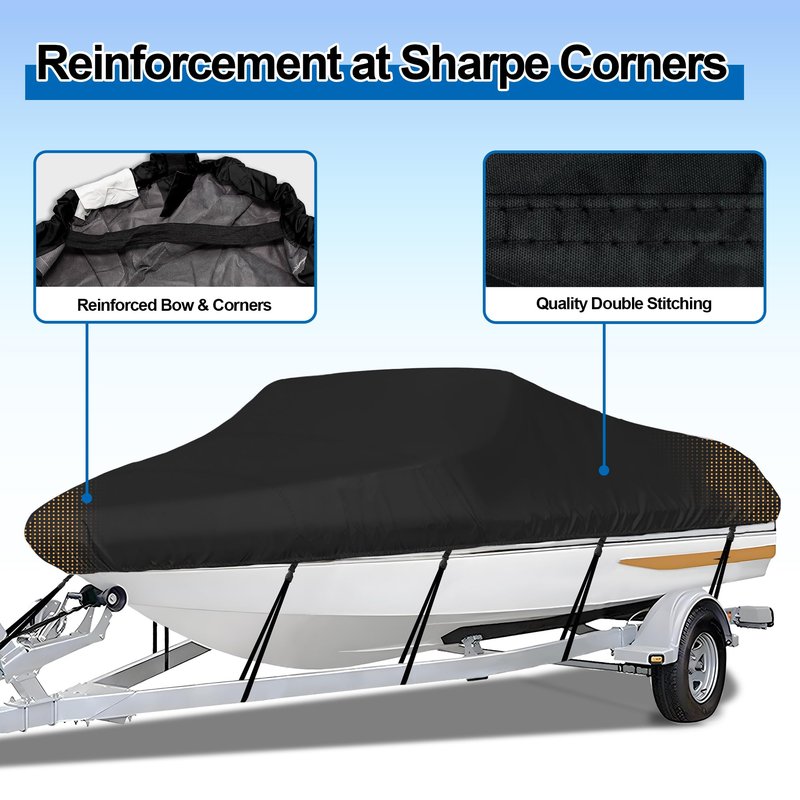 iCOVER Trailerable Boat Cover- 23'-24' 800D Water Proof Heavy Duty, Fits V-Hull, Fish&Ski, Pro-Style, Fishing, Utiltiy, Runabout, Bass Boats, up to 23ft-24ft Long and 102" Wide