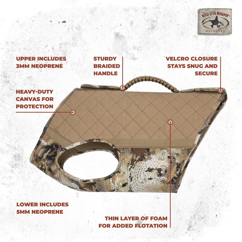 Rig'Em Right Waterfowl Bloodline Elite Dog Vest for Duck Hunting with Ultra Comfortable 3mm Neoprene 3-Layer Construction, Flotation Foam, Heavy-Duty Canvas, and More (Optifade Marsh, M)