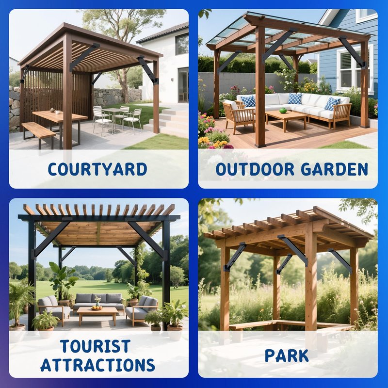 TAYORY 8 Pcs 45 Degree Angle Brackets, 4x4 Pergola Brackets Kit , for 4''x4'' Lumber (Actual: 3.6''x3.6'') , for Wooden Structures Such as Pergolas, Gazebos