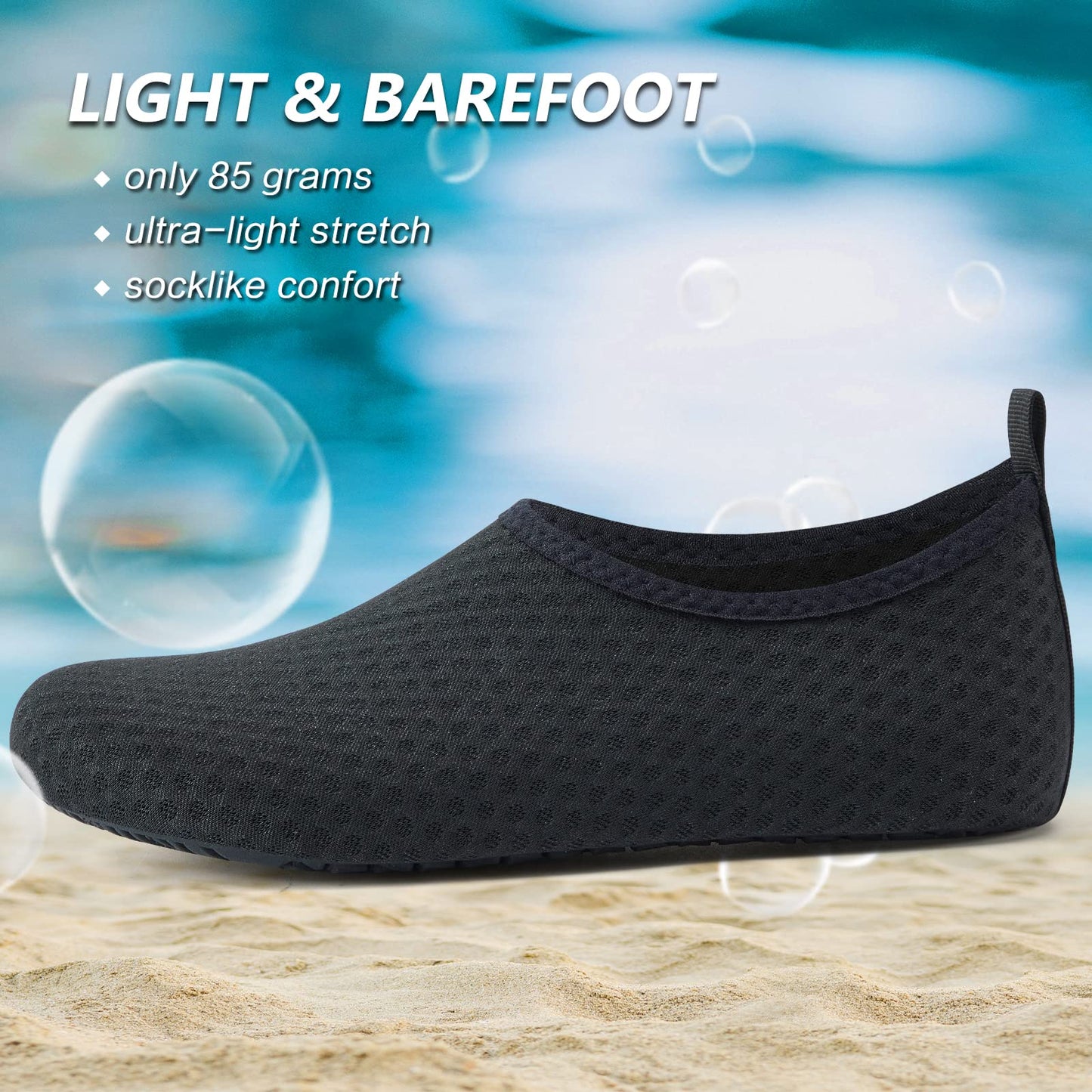 Water Shoes for Women Men Quick-Dry Aqua Socks Swim Beach Barefoot Yoga Exercise Wear Sport Accessories Pool Black-40/41, US 9-10 Women/7.5-8.5 Men