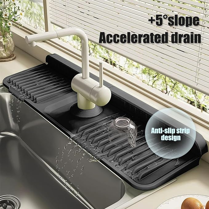 STARGAZ Silicone Faucet Mat For Kitchen Sink, Sink Back Splash Guard, Faucet