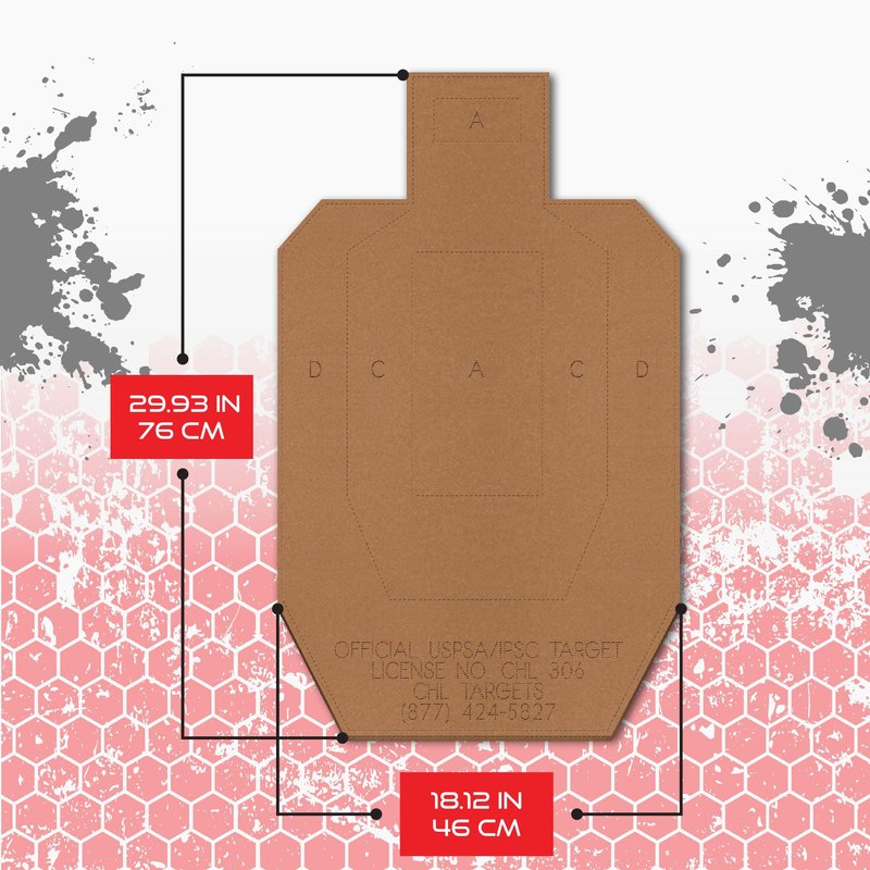60 Official USPSA Cardboard Targets, Competition Torso Target, Full Size USPSA Cardboard Targets, Silhouette Shooting Target, Rifles, Handguns, & Shotguns, (60 Target Pack, USPSA)