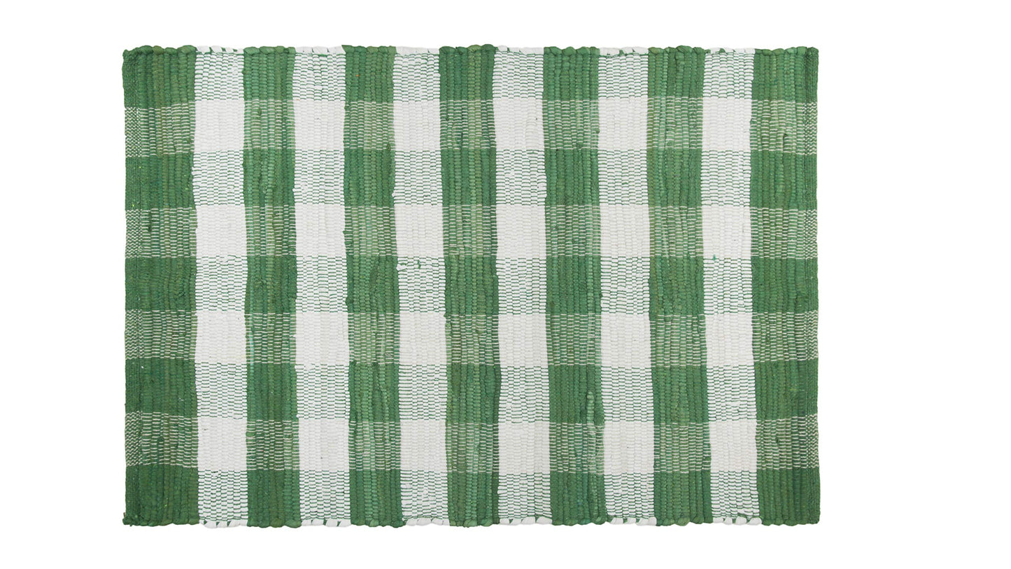 GLAMBURG Cotton Buffalo Check Plaid Rugs Washable, Handwoven Checkered Rug Welcome Door Mat 22x34 Rug for Kitchen Bathroom Outdoor Porch Laundry Living Room, Farmhouse Reversible Rag Rug Green White