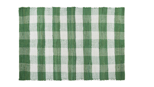 GLAMBURG Cotton Buffalo Check Plaid Rugs Washable, Handwoven Checkered Rug Welcome Door Mat 22x34 Rug for Kitchen Bathroom Outdoor Porch Laundry Living Room, Farmhouse Reversible Rag Rug Green White