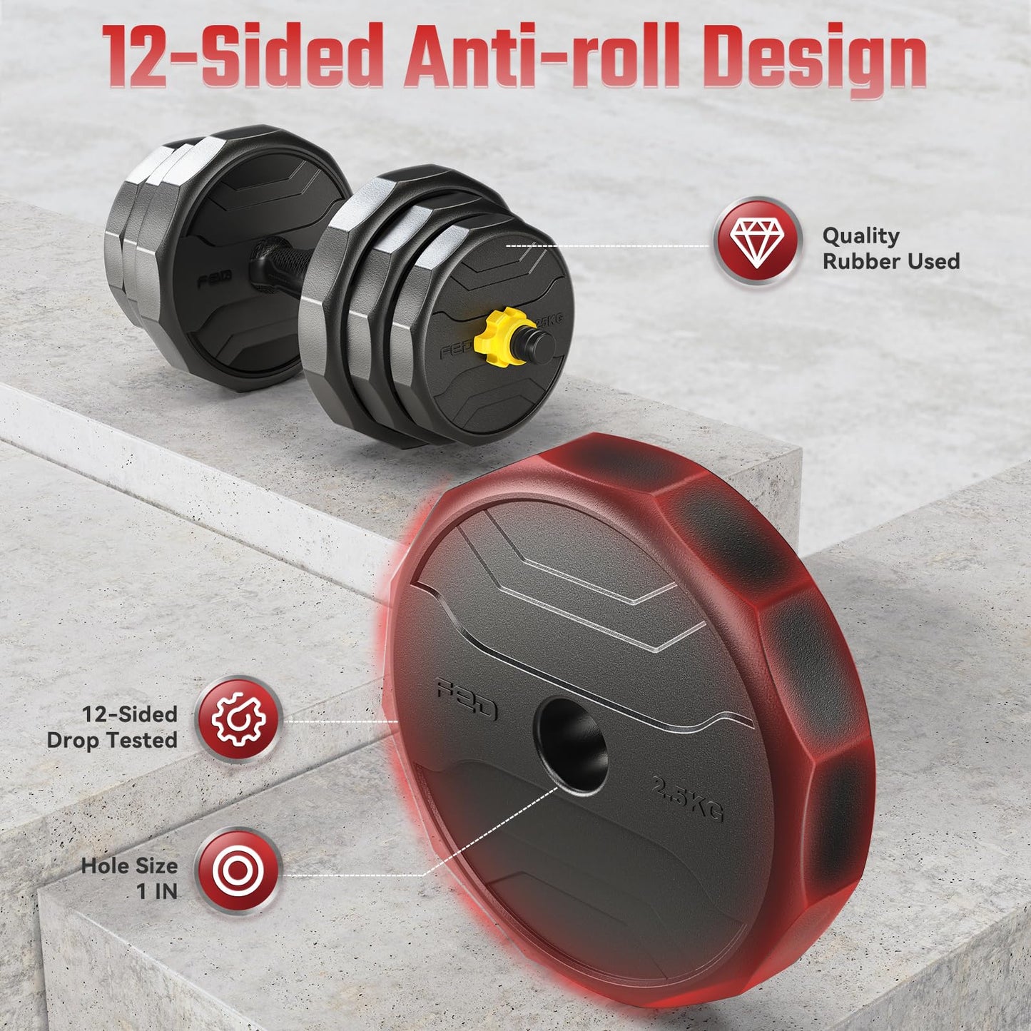 FEIERDUN Adjustable Dumbbells, 68lbs Free Weight Set with 4 Modes, Used as Barbell, Kettlebells, Push up Stand, Fitness Exercises for Home Gym Suitable Men/Women