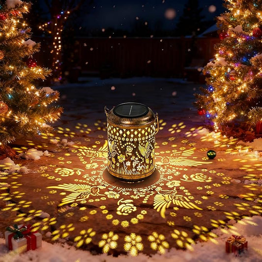 Solar Lanterns Hummingbird Christmas Garden Decor, 1 Pack Hanging Christmas Solar Lights Gifts for Mom Outdoor Waterproof Vintage Table Metal Lights for Yard, Patio, Lawn, Balcony, Pathway