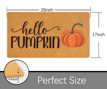 Mealah Hello-Pumpkin-Welcome-Doormat for Outdoor-Entrance - Non-Slip-Coir-Fall-Welcome-Door-Mat Harvest-Festival Front-Door-Mat 17 x 29 Inch