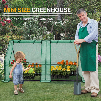 EAGLE PEAK Tunnel Greenhouse Garden Green House with Roll-Up Zipper Doors, Portable, 71"x36"x36", Clear/Green PE Cover
