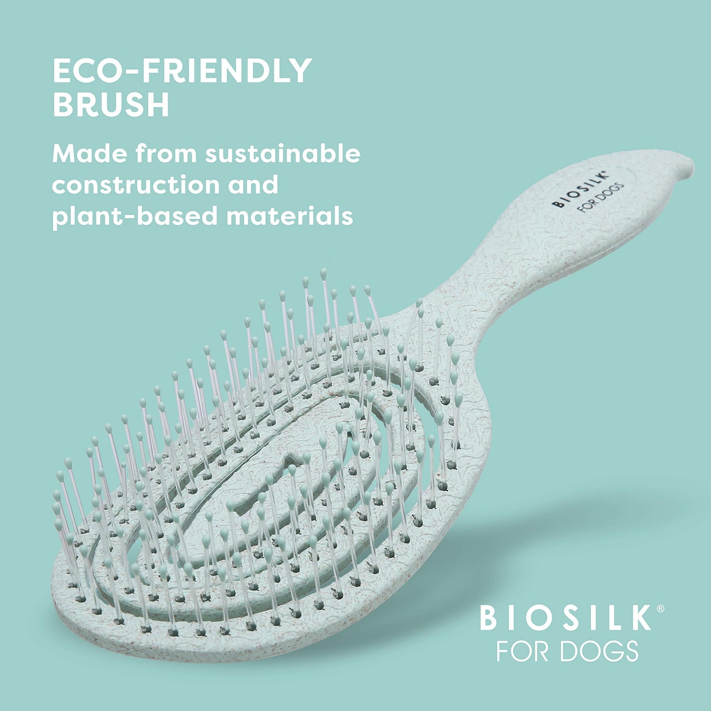 BioSilk for Pets Eco-Friendly Detangling Pin Brush for Dogs in Mint Green | Easy to Hold Ergonomic Handle Dog Brushes, Wet or Dry Dog Hair Brush, Light Blue (FF12806),Gray/Black