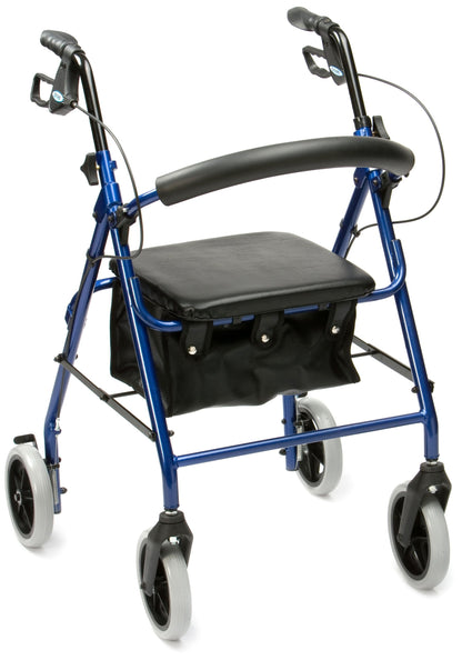 Drive Devilbiss R8 Blue Aluminium Rollator with Padded Seat and Vinyl Underseat Bag