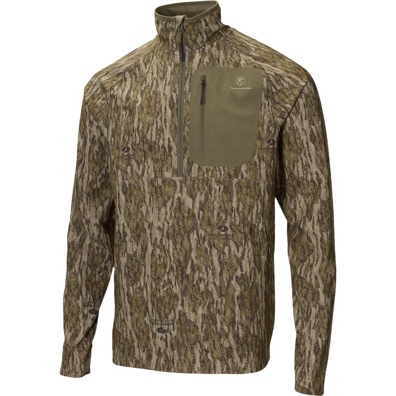 DRAKE WATERFOWL Men's Lightweight 1/2 Zip Pullover | Breathable DWR Hunting Layer w/Agion Active X2 & Zippered Chest Pocket, Bottomland, Large