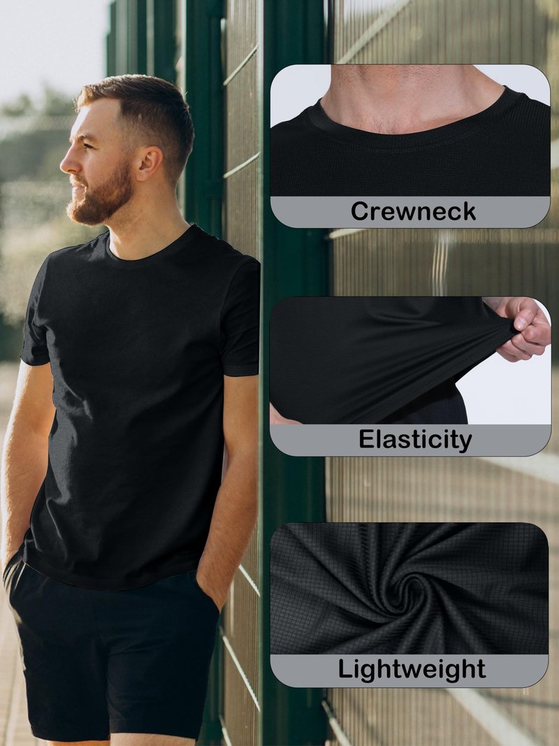 CuterzClub Dry Fit Tshirts Shirts for Men 3 Pack Workout Gym Summer Quick Work Athletic Tee Running Moisture Wicking Fitted Short Sleeve Hiking Performance Elastic Lightweight (Multipack 5, XL)