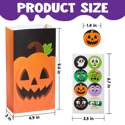 JOYIN 72PCS Halloween Treat Bags, Candy and Goodie Bags, 6 Styles with Stickers, Party Supplies for Kids Halloween Party Favors Exchange, Holiday Pastries Supplies