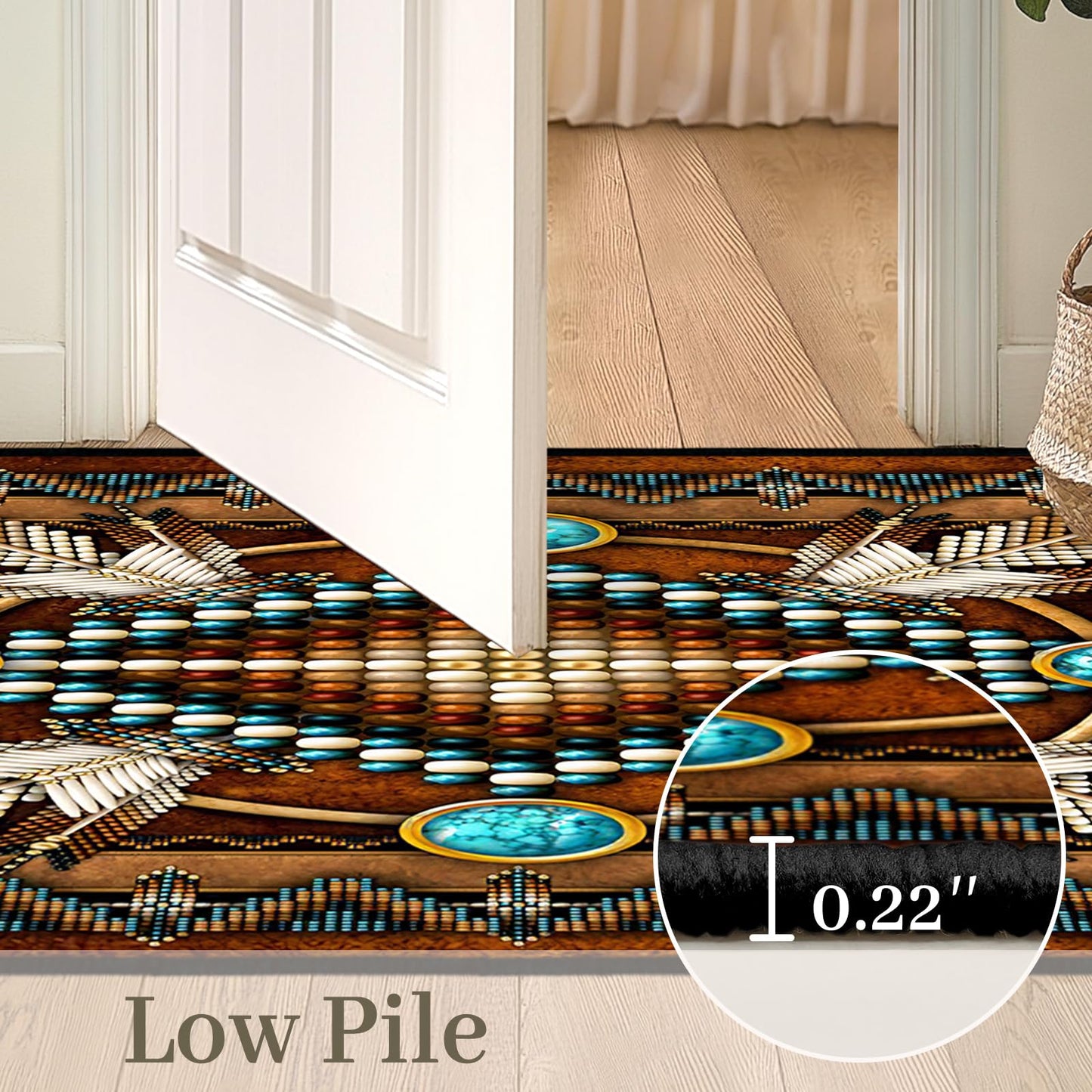 Southwestern Area Rug 5x7 Washable Living Room Rug,Aztec Tribal Rugs Native American Throw Rugs Vintage Rug Non Slip Bedroom Area Carpet Soft Floor Carpets Mat for Dining Room,Laundry,Office,Brown