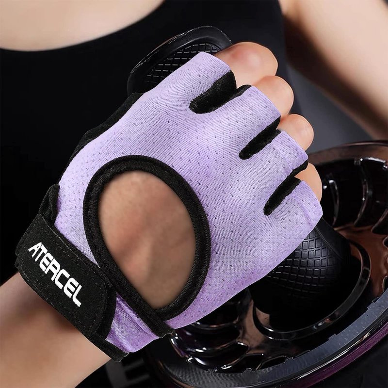 ATERCEL Weight Lifting Gloves Full Palm Protection, Workout Gloves for Gym, Cycling, Exercise, Breathable, Super Lightweight for Men and Women(Violet, S)