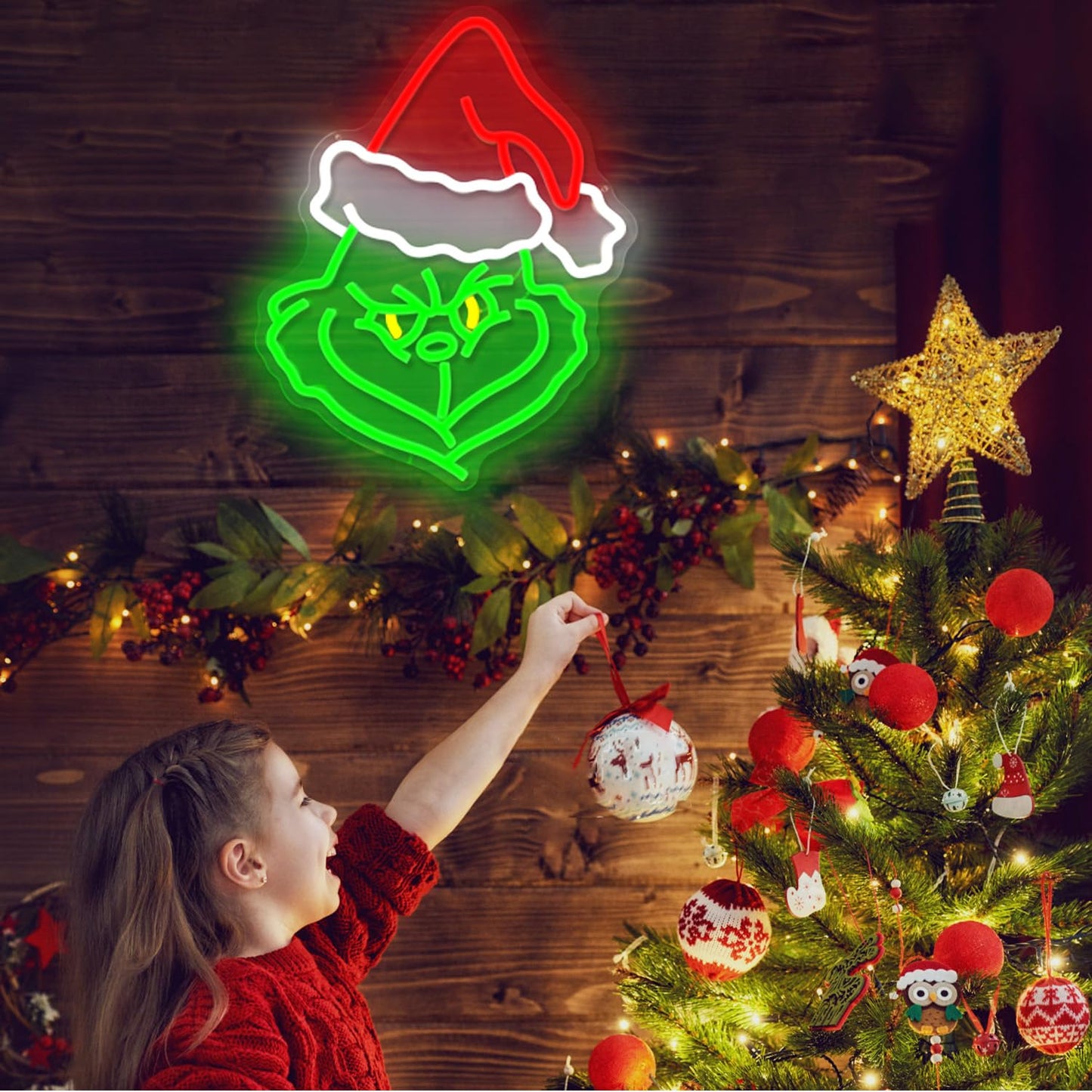 JanHune Christmas Neon Sign Cartoon Christmas Neon Light Sign immable LED Signs for Wall Light Up Signs for Home Party Neon Wall Light Decor Xmas Gift