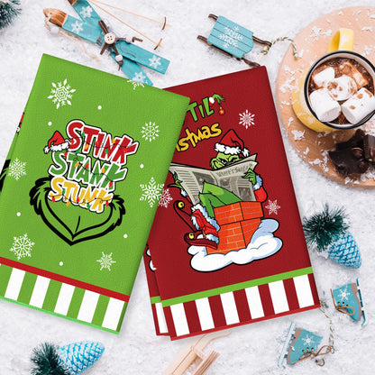 HOMSHIAM Christmas Kitchen Towels 2PCS Dish Towels Hand Towels Housewarming Gifts for New Home, Farmhouse Decor for Kitchen/Bedroom/Bathroom(17.7 x 27.5 Inch)