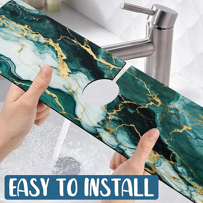 Green Marble Sink Splash Guard Faucet Mat Liquid Gold Marble Super Absorbent