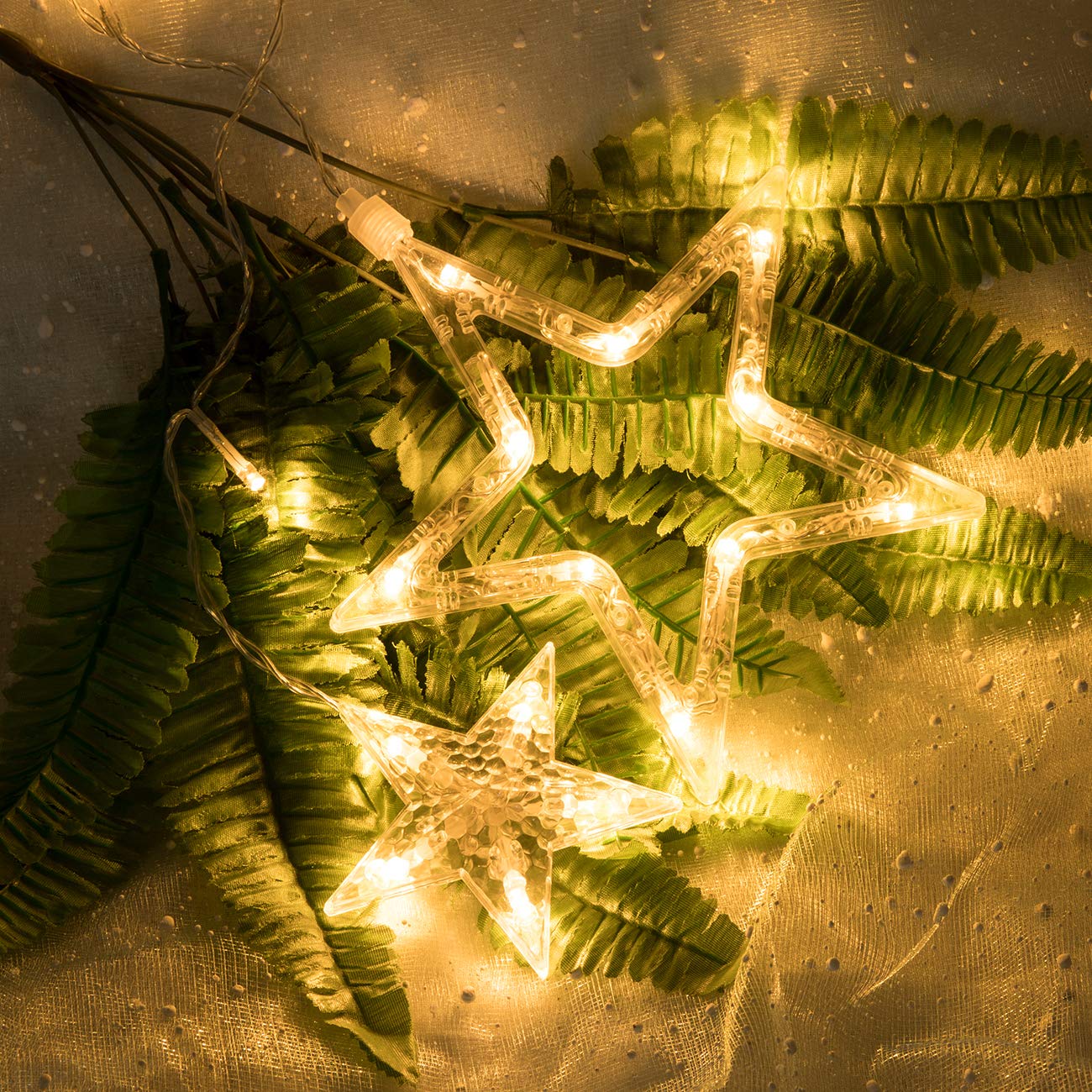 AWQ 12 Stars 138 LEDs Fairy Lights Star String Lights Star Curtain Lights 8 Modes for Christmas Wedding Home Garden Bedroom Indoor Outdoor Decor