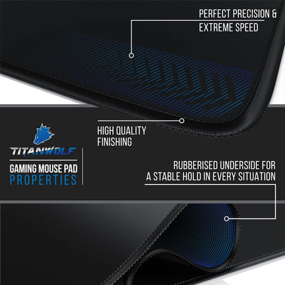 TITANWOLF - Extra Large Gaming Mouse Mat 1200x400mm Oversize - XXL Mouse Pad with motif - Desk Pad XXXL Extended – For Precision and Speed - Non-Slip Rubber Base – For Mouse and Keyboard - Black