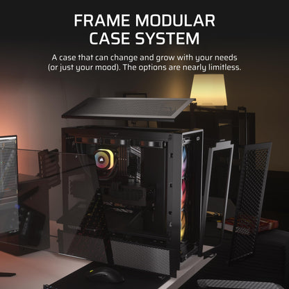 CORSAIR FRAME 4000D RS ARGB Modular Mid-Tower ATX PC Case – High Airflow, 3x Pre-Installed RS ARGB Fans, InfiniRail™ Fan Mounting System, ASUS BTF, MSI Project Zero, Gigabyte Project Stealth – Black