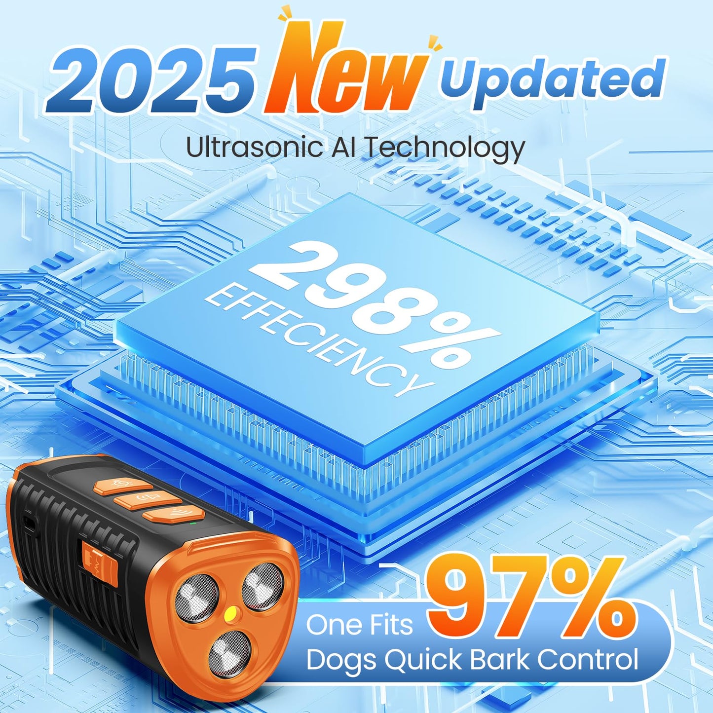 Cbersmg Dog Bark Deterrent Device 3X Anti Barking Device for Dogs, 5 Modes Stop Neighbors Dog Barks No More Safe for All Dogs 50FT Bark Control Indoor Outdoor with Flashlight,Dog Training Device
