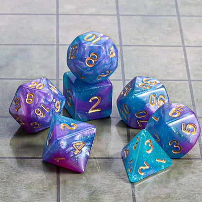 CiaraQ DND Polyhedral Dice Set with a Black Dice Bag for D&D RPG MTG Role Playing Table Games