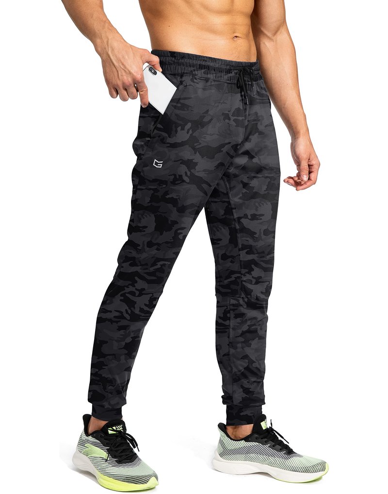 G Gradual Men's Sweatpants with Zipper Pockets Athletic Pants Traning Track Pants Joggers for Men Soccer, Running, Workout(Grey Camo,S)