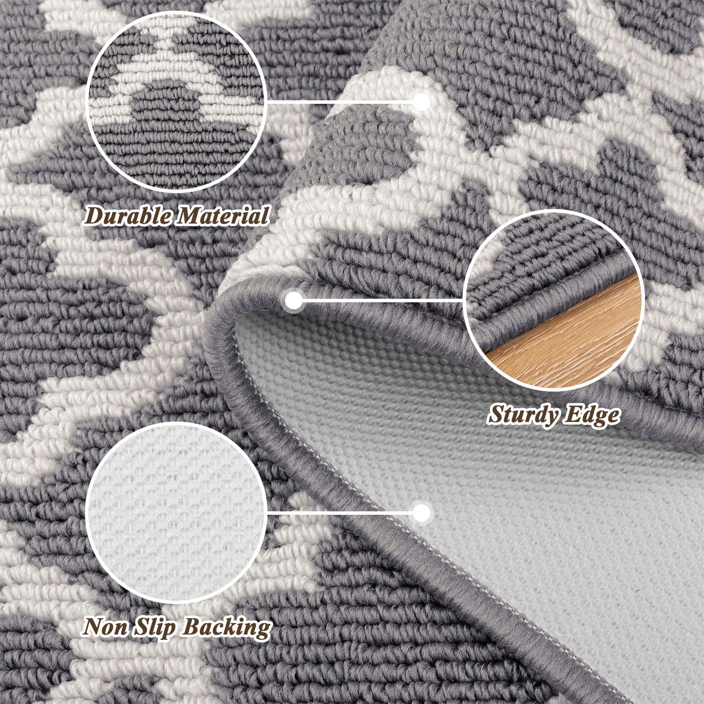 U'Artlines Runner Rug for Hallway 2×6feet Non Slip Kitchen Floor Carpet Runners Grey Geometric Pattern Machine Washable Area Rug for Entryway Bathroom