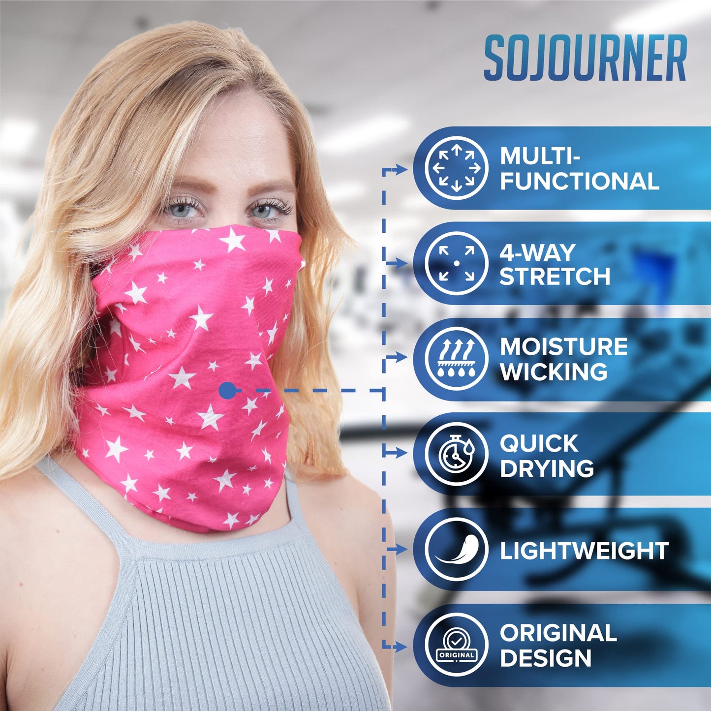 SoJourner Bags Neck Gaiter Face Mask Bandana (9 Pack) - Neck Gators Face Coverings for Men & Women I Rave Accessories for Halloween