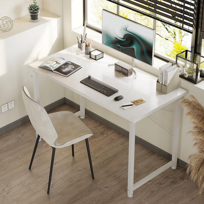 ODK 100×48 cm Desk, Small Computer Desk for Home Office, Study Office Table with Headphone Hooks for Small Space, Easy Assembly, White