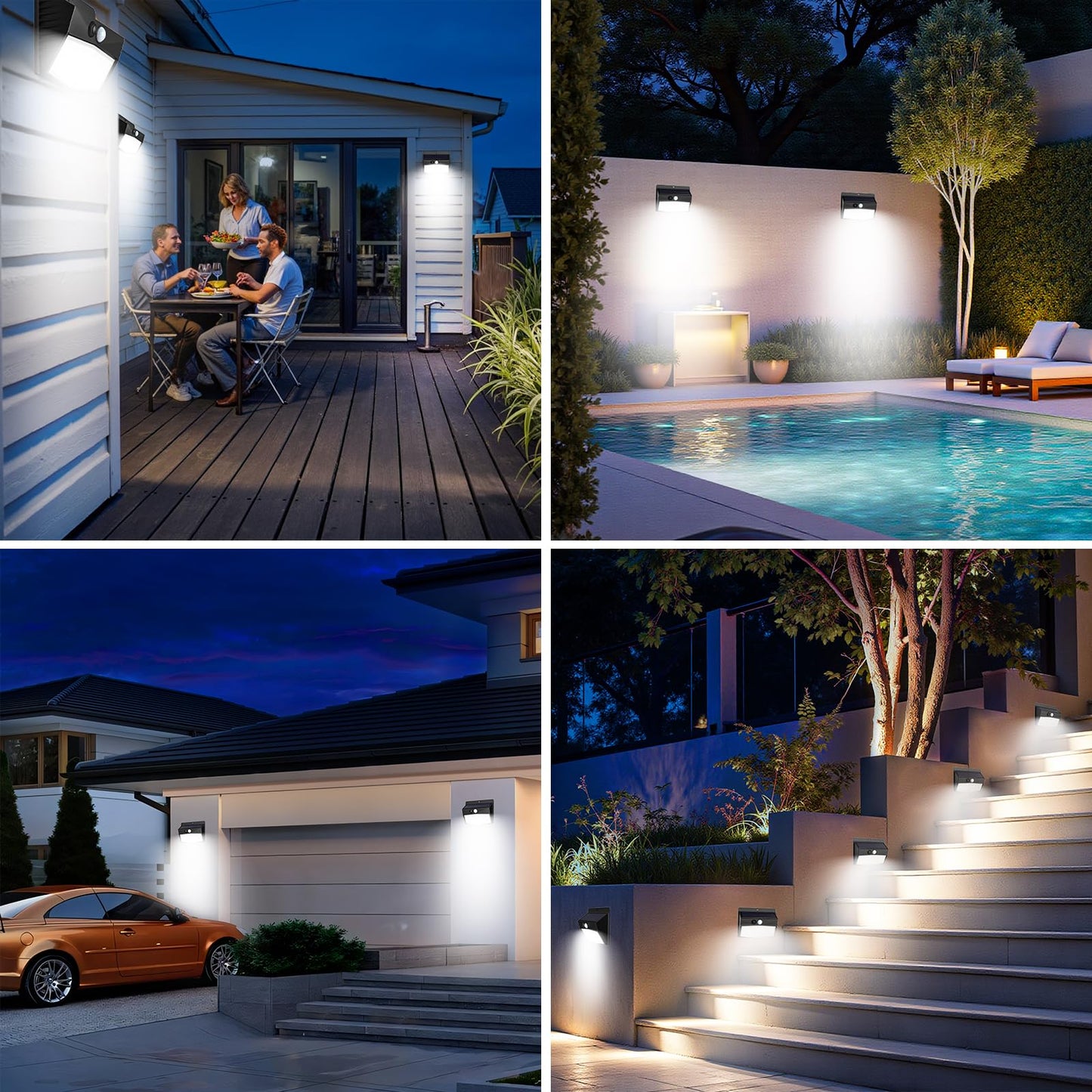 Peasur Solar Lights Outdoor Garden, 168LED 6 Pack Solar Powered Security Lights Motion Sensor with 3 Modes, IP65 Waterproof Fence Lighting for Wall Outside Yard Porch Step Deck