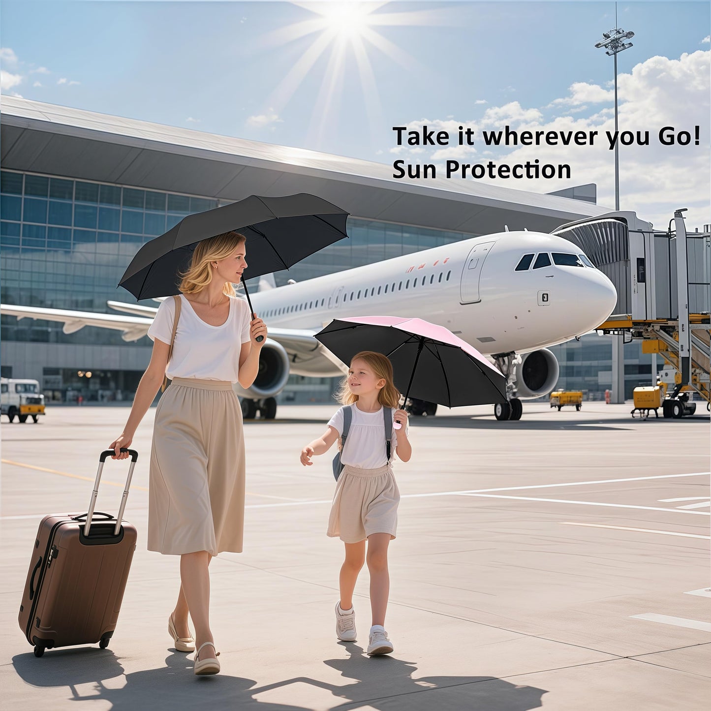 BAODINI Mini Travel Umbrella With Case Small Compact UV Umbrella Protection Sun Lightweight Tiny Pocket Umbrella