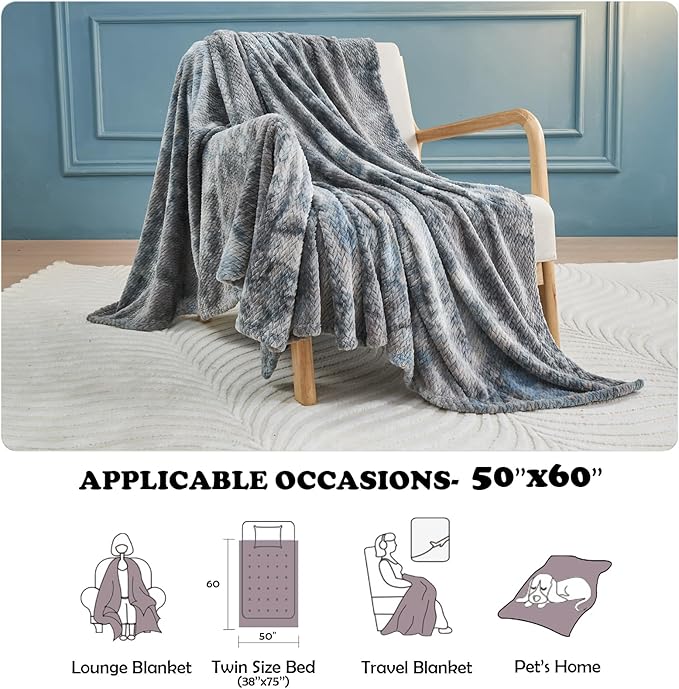NEWCOSPLAY Super Soft Throw Blanket Multi Grey Premium Silky Flannel Fleece Leaves Pattern Lightweight Bed Blanket All Season Use (Multi Grey, Throw(50"x60"))