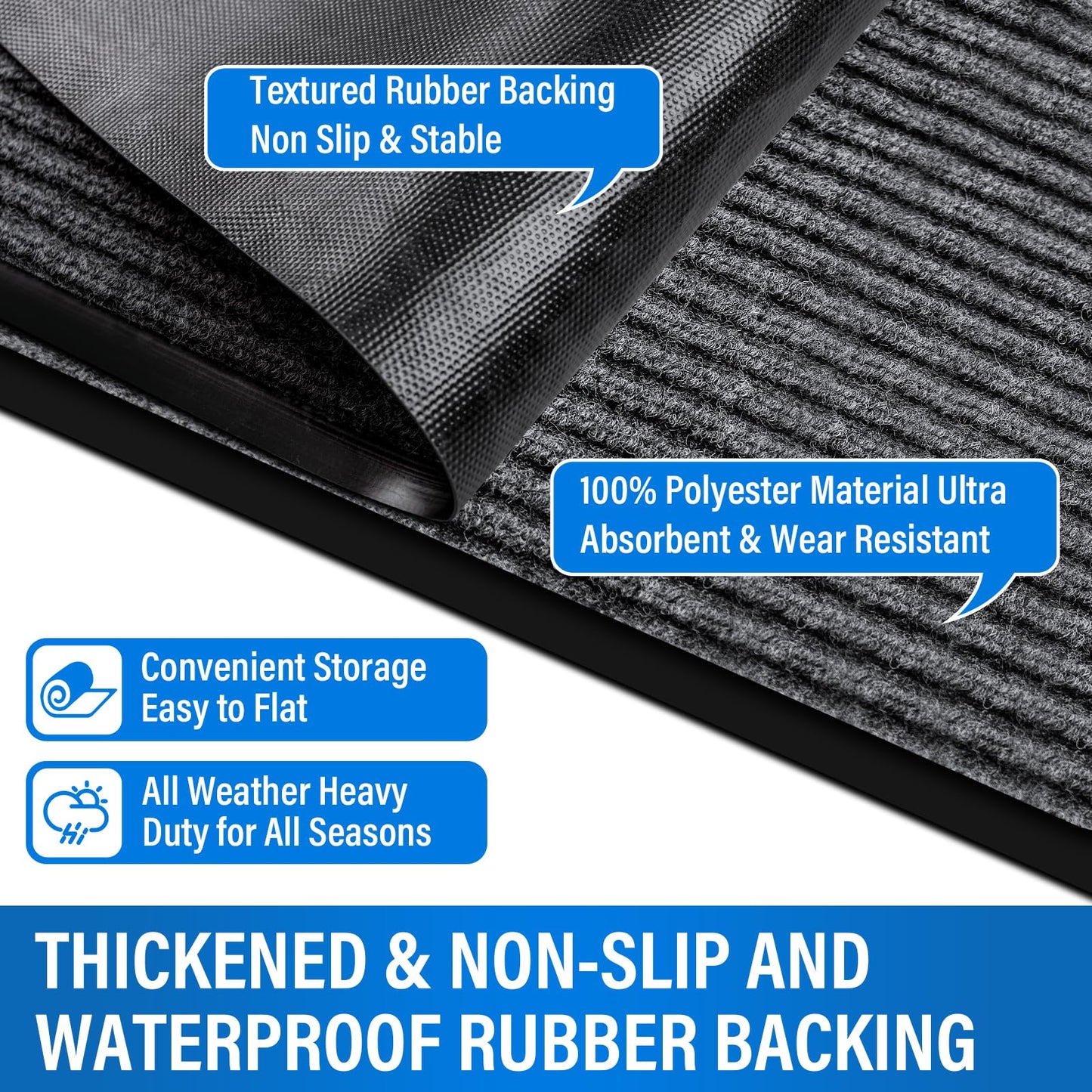 4' X 6' Durable Front Door Mat Indoor Outdoor Entrance, Commercial Door Floor Mat Heavy Duty Non-Slip Backing Entryway Doormats, Outdoor Mats for Home Entrance & Commercial High Traffic Area