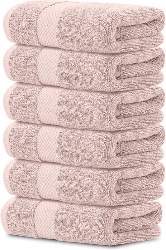 White Classic Luxury Pink Hand Towels