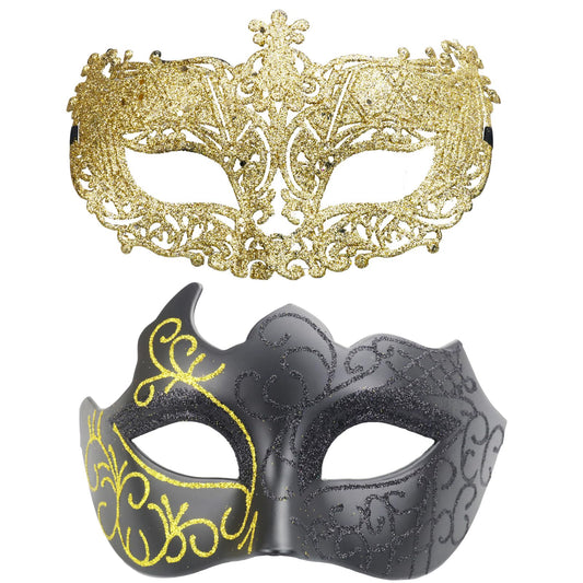 Arlai Couples Masquerade Mask Set, Man & Women Mask Venetian Besties-Prom for Mardi Gras,Christmas decorations, Halloween and Parties Costume Mask