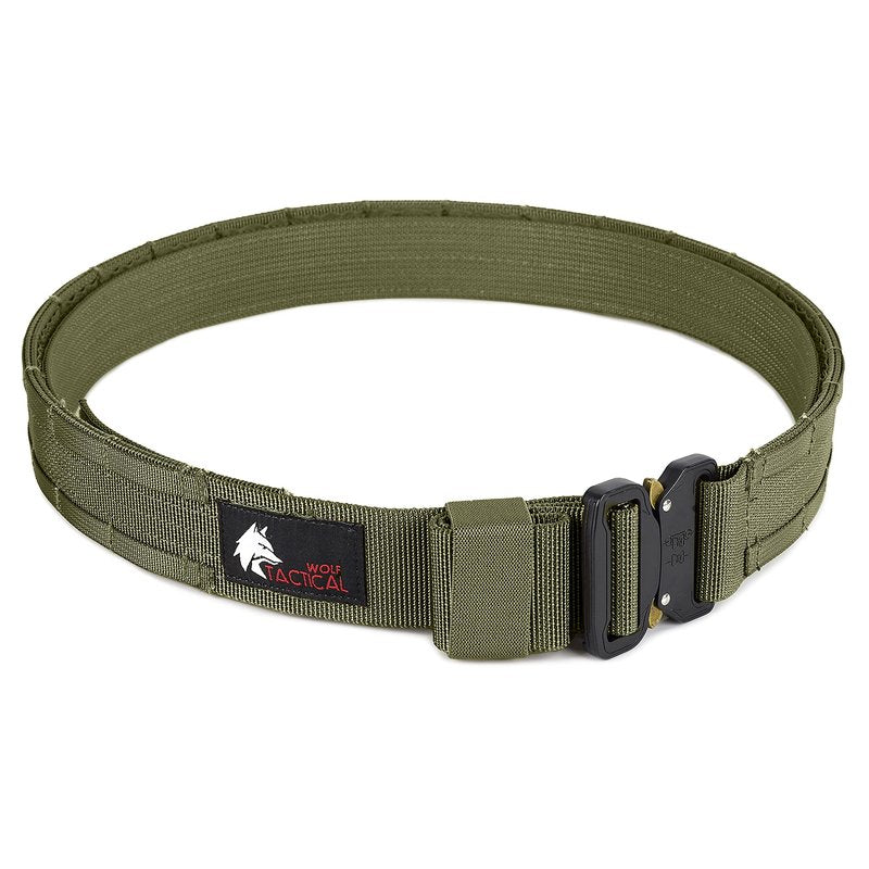 WOLF TACTICAL Molle Duty Belt - Molle Quick Release Gun Belt, XL, OD Green