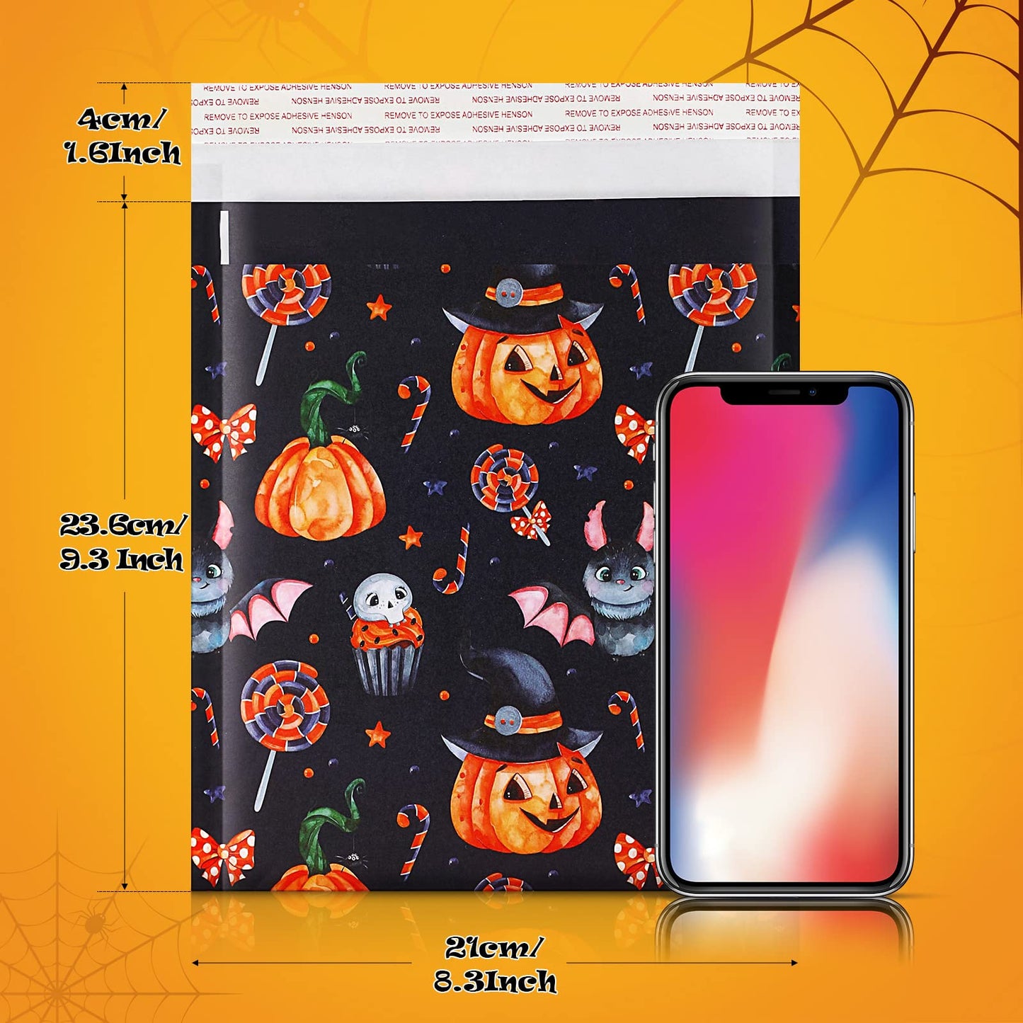 Censen 25 Pieces Halloween Poly Bubble Mailers 8.3 x 9.3 Inch Halloween Envelopes Shipping Bags Resealable Mailers Kraft Bubble Envelope with Resealable Adhesive Waterproof(Bat Style)