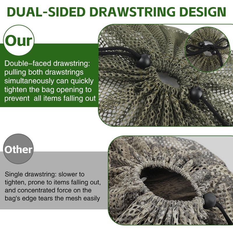 Archerest 1 Pack Extra Large Mesh Duck Decoy Bag, Decoy Bags for Duck Goose with Double Drawstring & Adjustable Shoulder Straps, Light Weight Turkey Waterfowl Hunting Storage Backpack