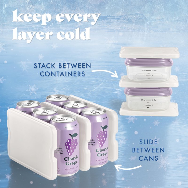 Cool Coolers by Fit & Fresh XL Slim Ice Packs, Quick Freeze Reusable Ice Packs for Lunch Boxes & Coolers, Long-Lasting, Space Saving Cooler Ice Packs, Ivory, 4Pk