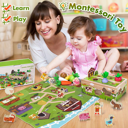 Montessori Wooden Sensory Toddler Toys: Toy for 1 2 3 Year Old Boys Girls | 1st Birthday Baby Gifts for 1-2 Year Olds | Babies 12+ Months Educational Learning Present Easter Gift Fine Motor Skills