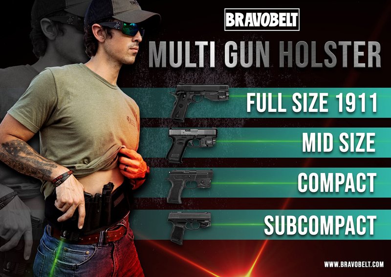 BravoBelt Laser Fit Edition - Belly Band Holster for Concealed Carry | Compatible with Red Dot, Lasers & Tactical TLR Light Systems -Unisex, Black