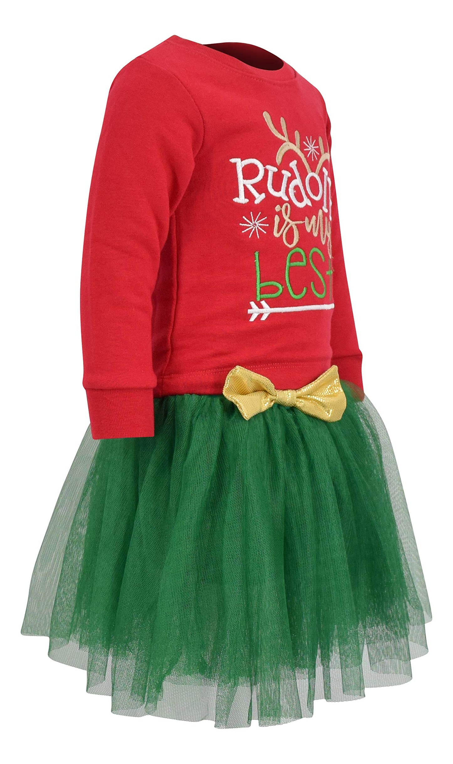 Unique Baby Girls Reindeer is My Bestie Christmas Tutu Dress (6) Red