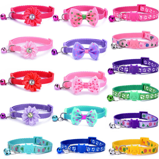 16 PCS Cute Cat Collars Breakaway with Bell for Boy Cats and Girl Cats Gifts