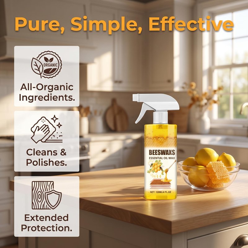 HengPuJiang Beeswax Wood Polish Spray, Natural Beeswax & Beewax Furniture Cleaner, Spray Wax for Wood - 2026 Multi-Purpose Care and Restorer for Floors, Cabinets, Furniture (2PCS)